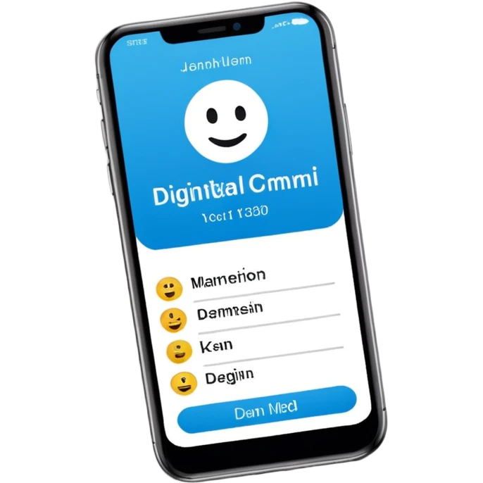 digital busniess card on a phone screen in english written just a phone screen no hands and a very professional without any empji emoji