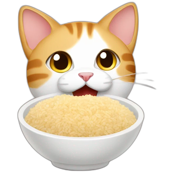 Cat eating rice emoji