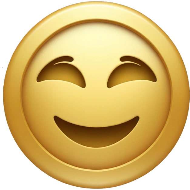 circle gold cion with a cute smiley emoji center 3d emoji