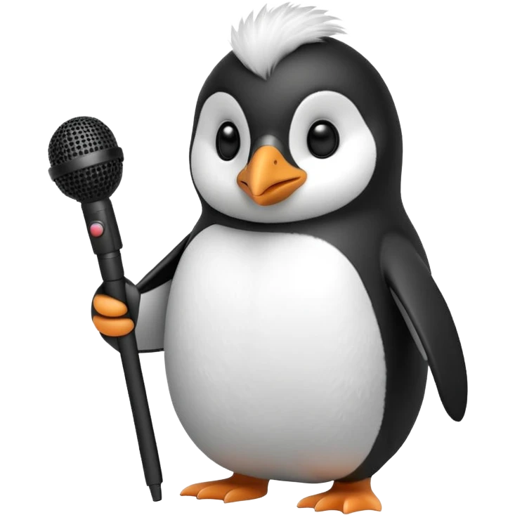 penguin with microphone emoji