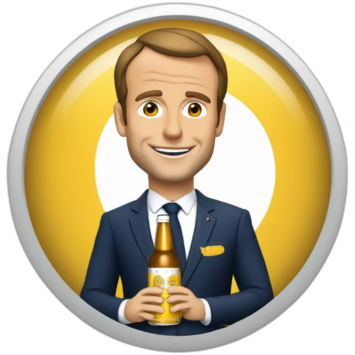 Macron boit une bière emoji