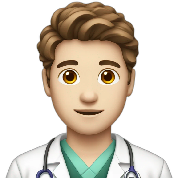 young male medical student with white skin and brown hair emoji