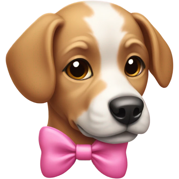 Dog wearing cute pink bow emoji
