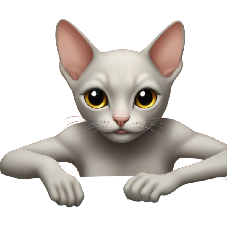 Hairless cat gambling emoji