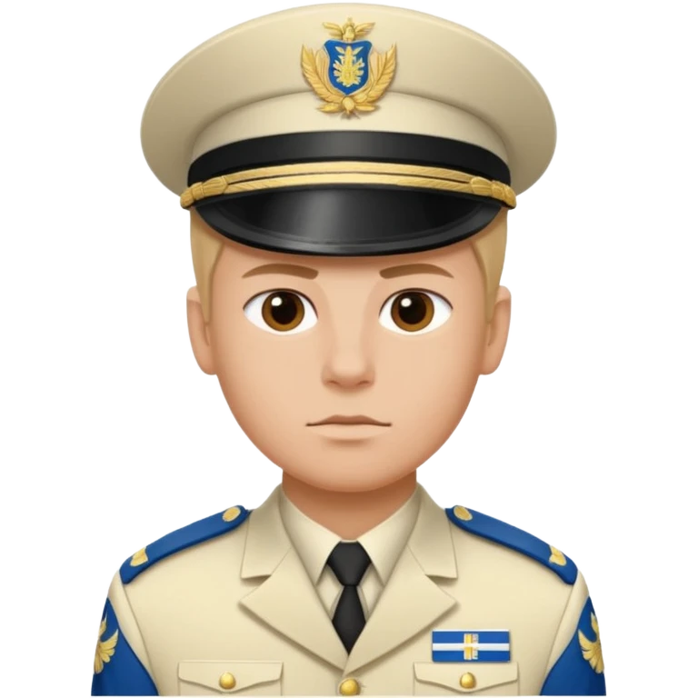 a serious realistic Finnish soldier in a white military uniform emoji