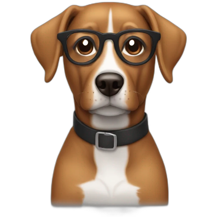 brown dog with black glasses emoji