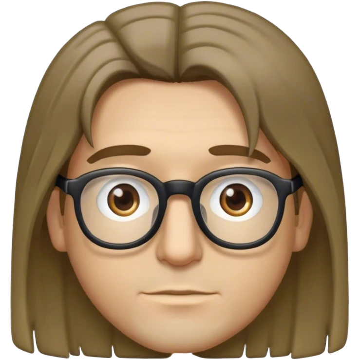 man with glasses, long haircut "curtains", dark blond hair, brown eyes emoji