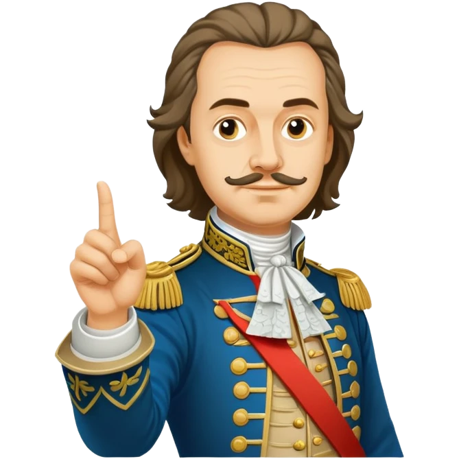 Peter the Great, pointing to the right emoji