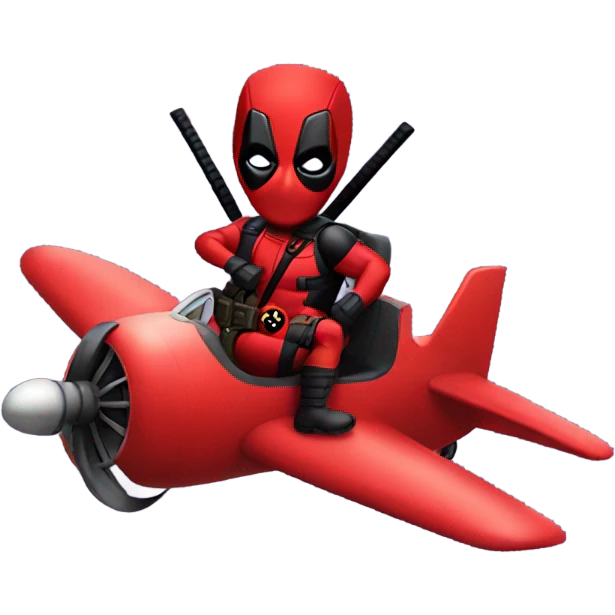Deadpool riding a red plane emoji