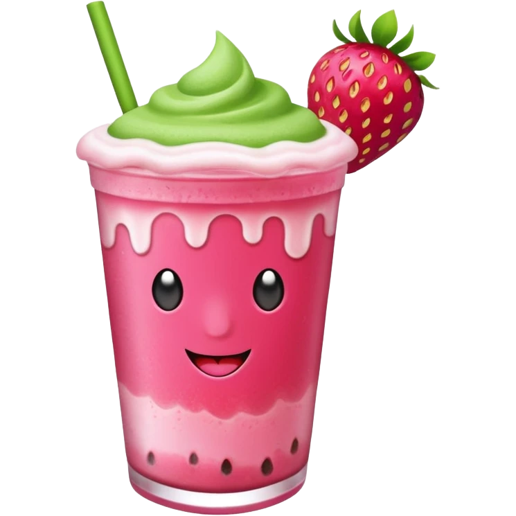 Strawberry iced matcha emoji