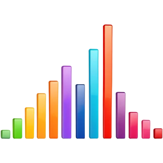 colorful bar graph with ascending data emoji