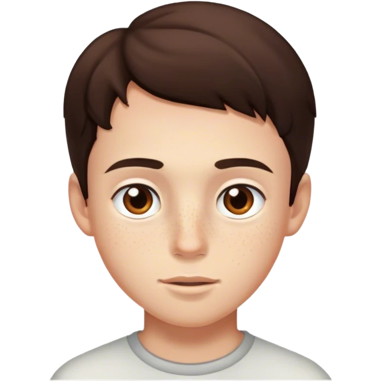 brunette boy with brown eyes and freckles emoji