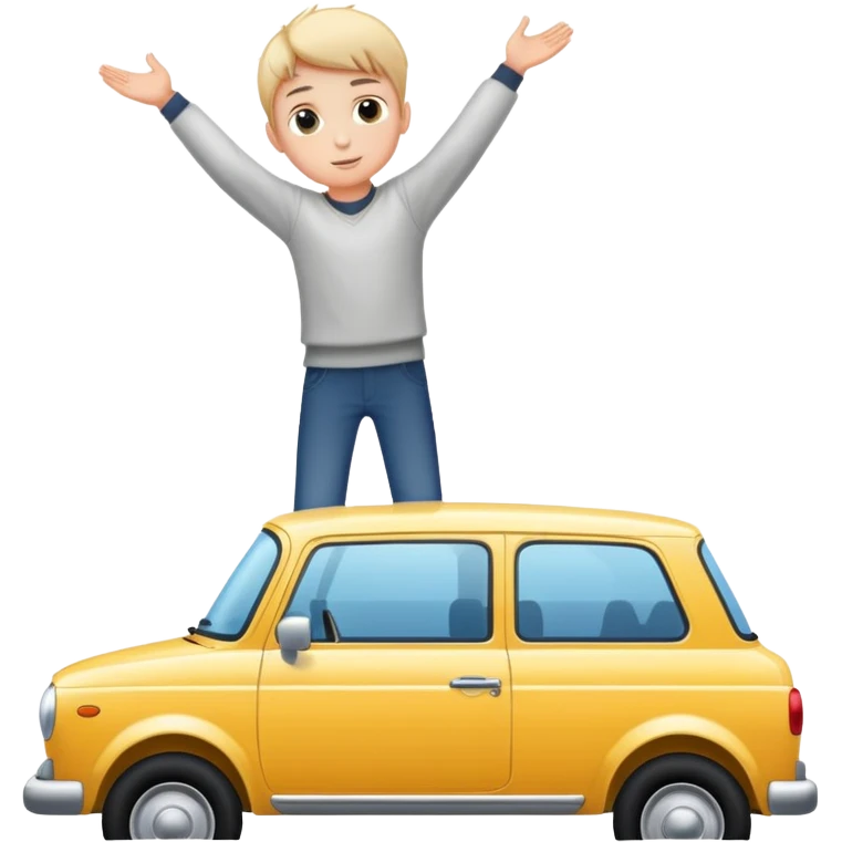 boy standing on top of a car emoji