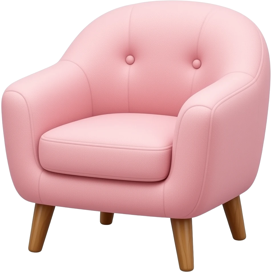 Comfy pink and fluffy chair with wooden legs emoji