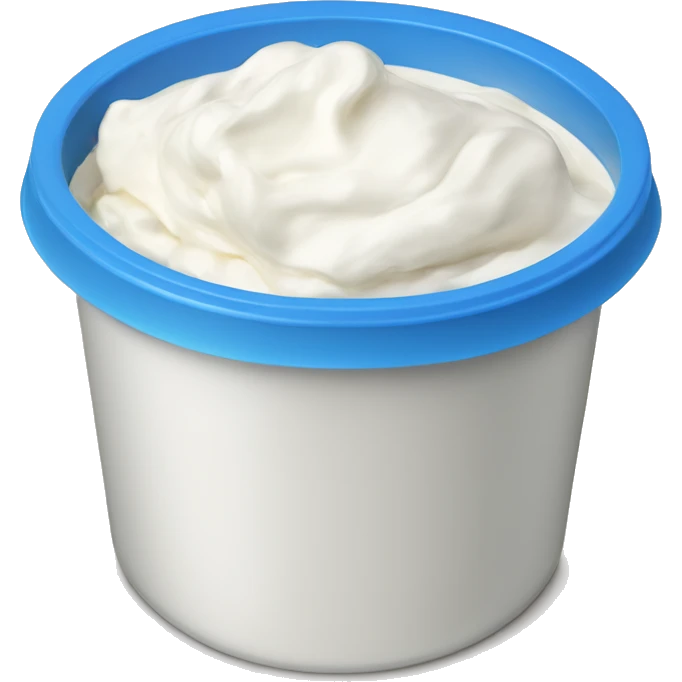 Sour cream in a plastic container with a plain blue label emoji
