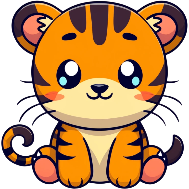 cute tiger crying with tears, sad face emoji