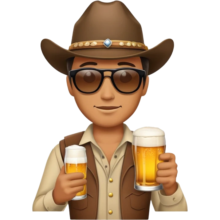 cowboy with sunglasses and a beer emoji