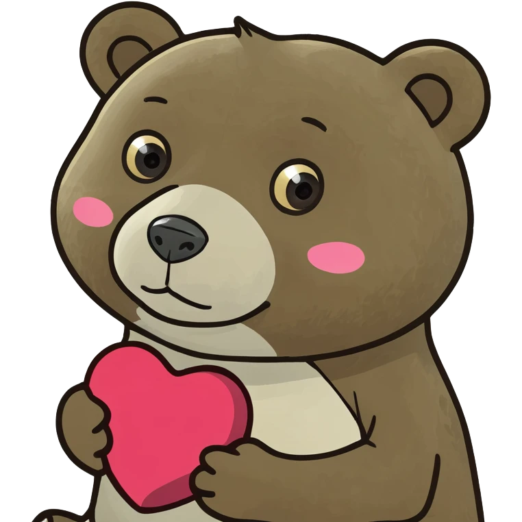 Cute bear toy with heart  emoji