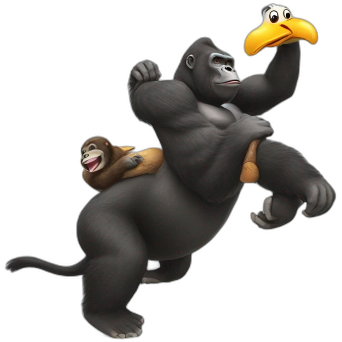 Gorilla riding duck emoji