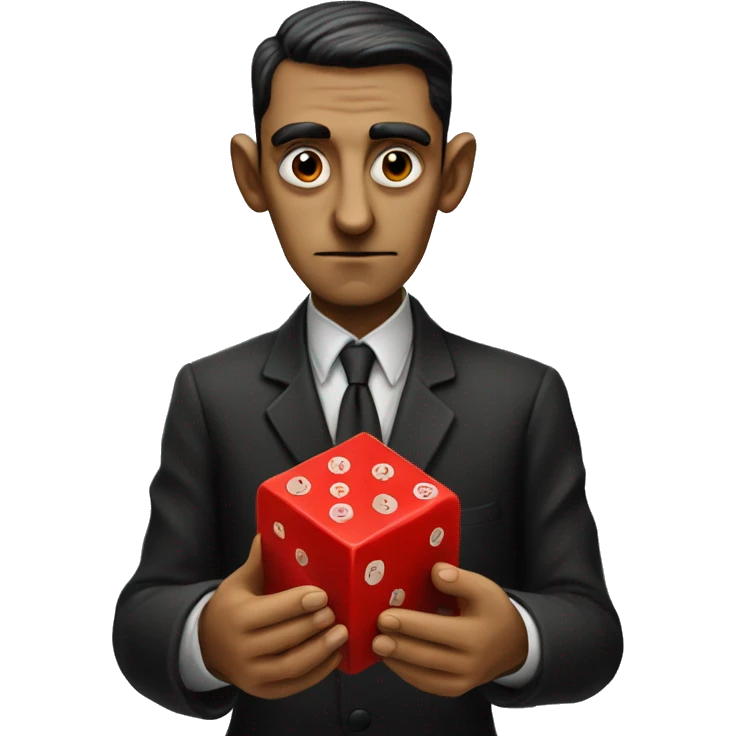 Kafka holds a red dice in his hands emoji