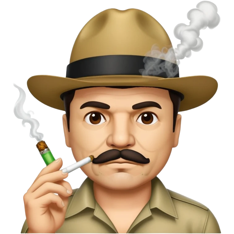 El Chapo Guzman with mustache smoking a marijuana joint emoji