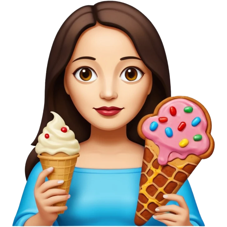 pop art neon Monalisa holding Melted spam meat ice cream pizza slice emoji