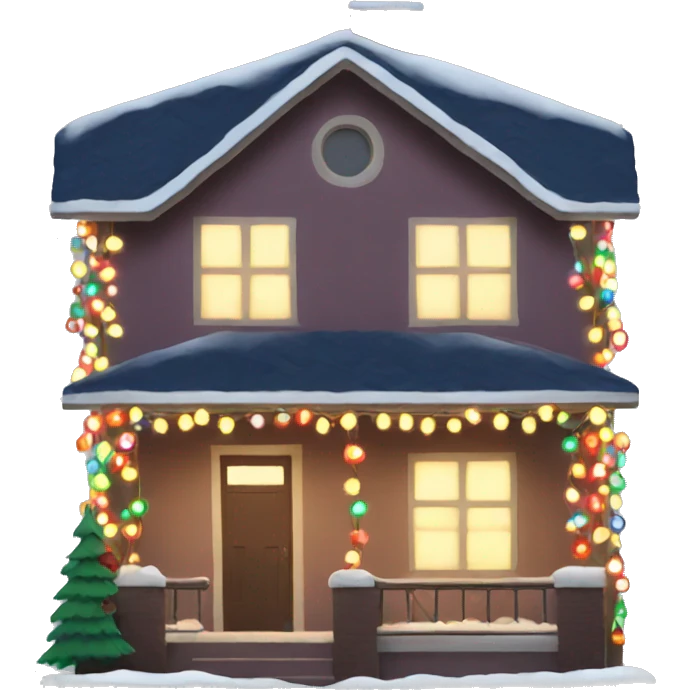 House with Christmas lights emoji