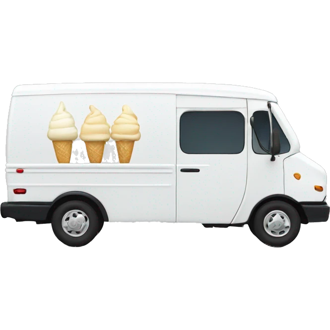 minimalistic white ice-cream van, profile view emoji