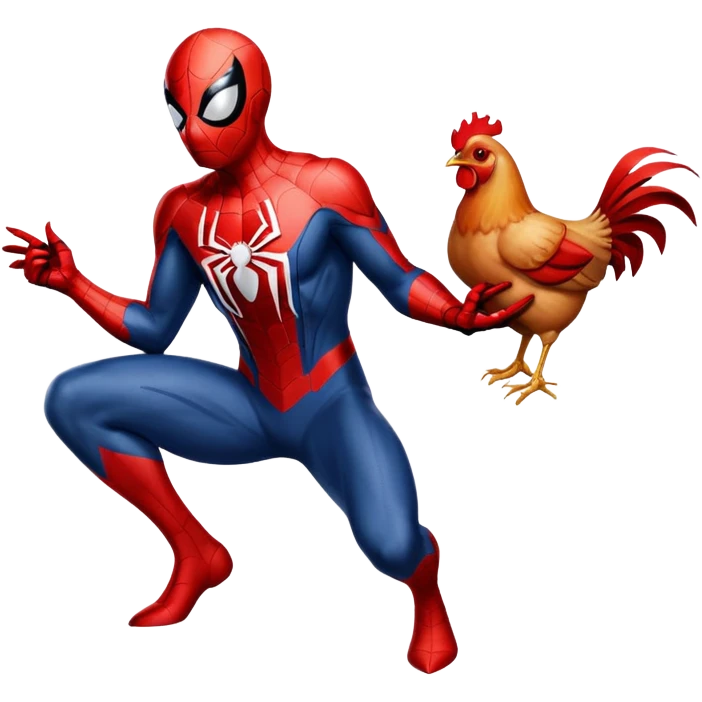Spider-Man 2099 webbing up a chicken emoji