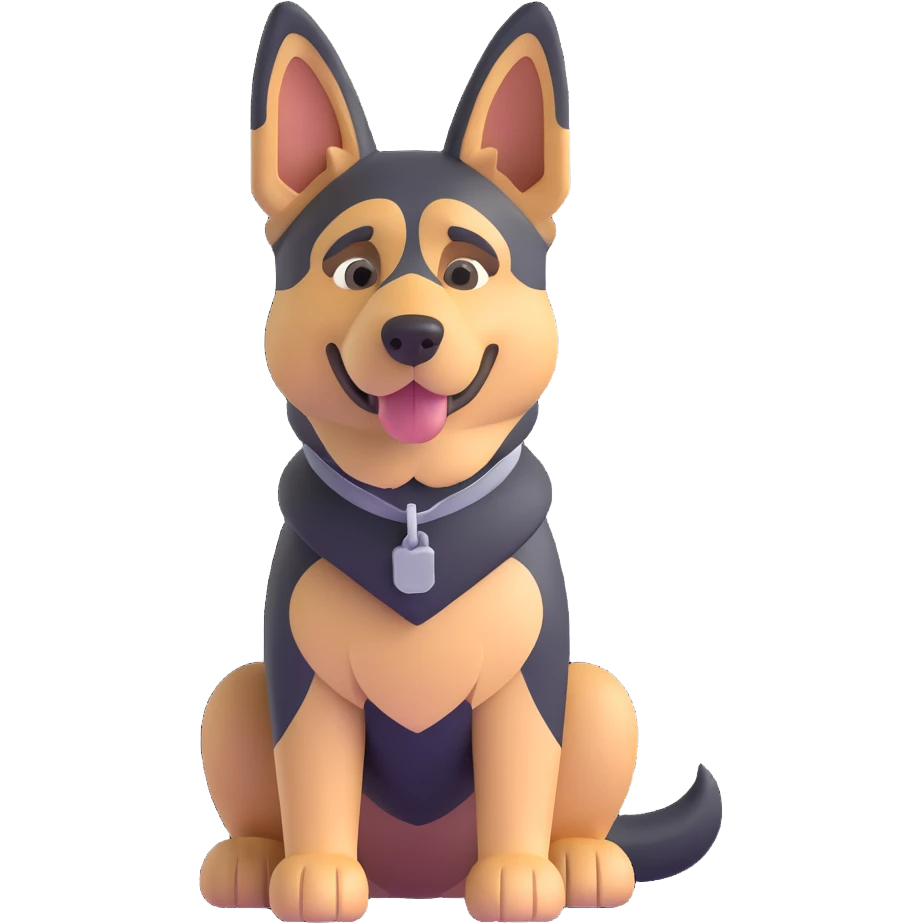 full body alert German Shepherd dog with simple background emoji