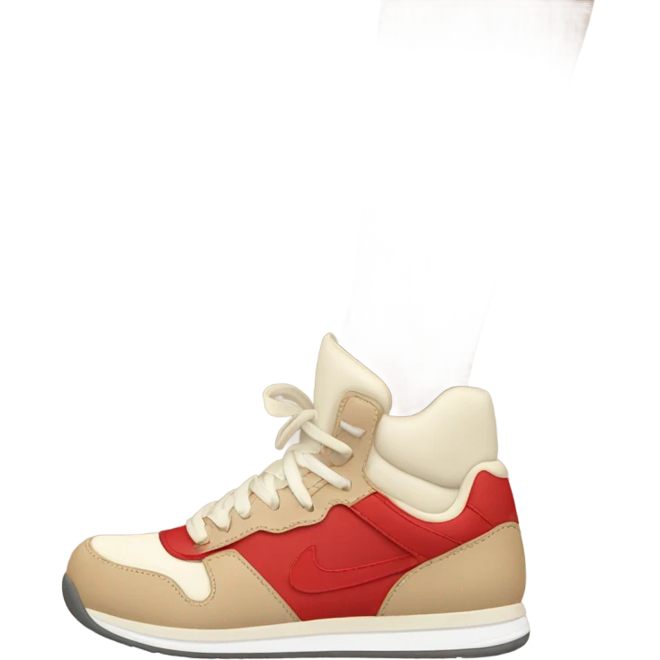 red and beige sneakers on feet emoji