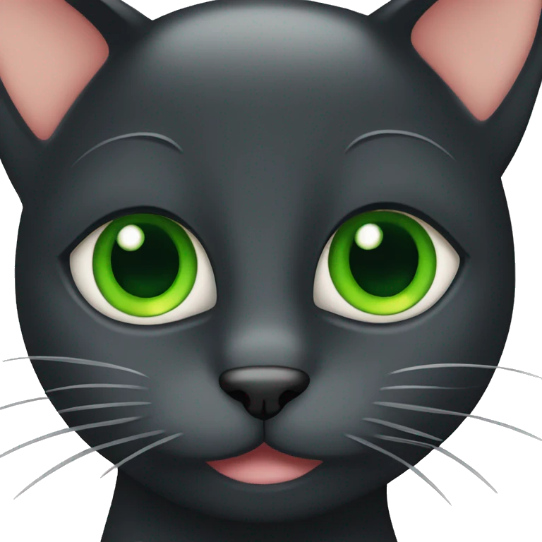 Black cat with big cheeks and green eyes  emoji