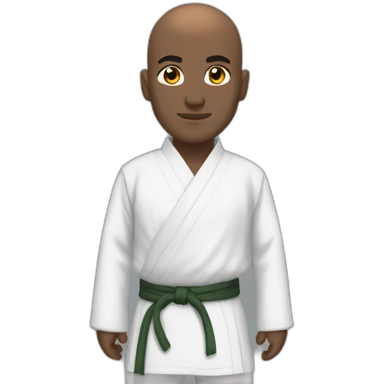 Bald Lebanese with dark skin in kata and dojo suit emoji
