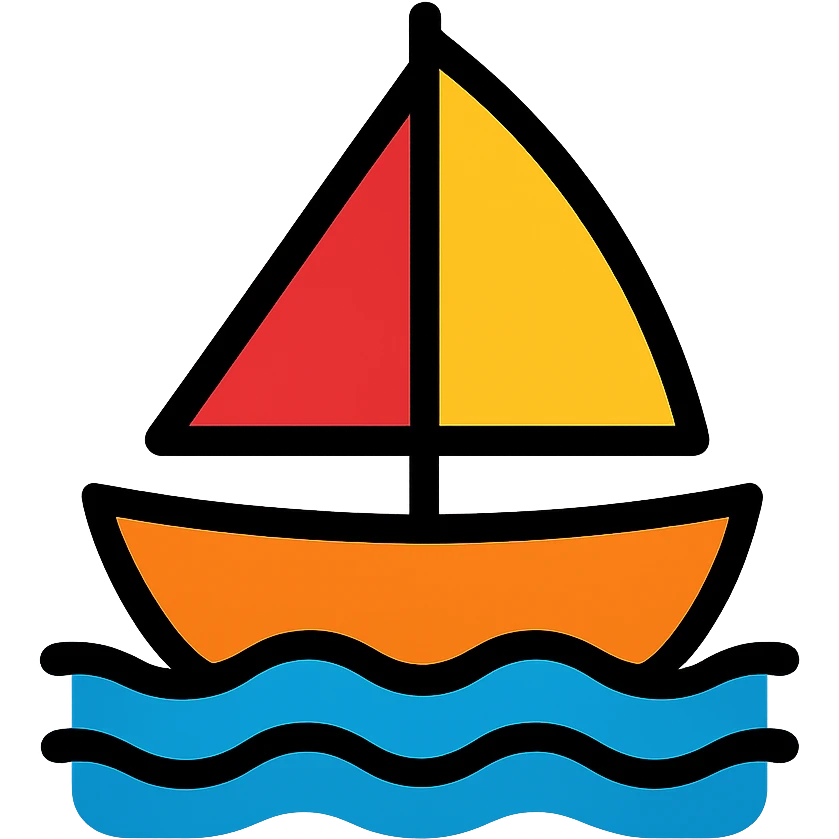 colorful boat with sail on water emoji