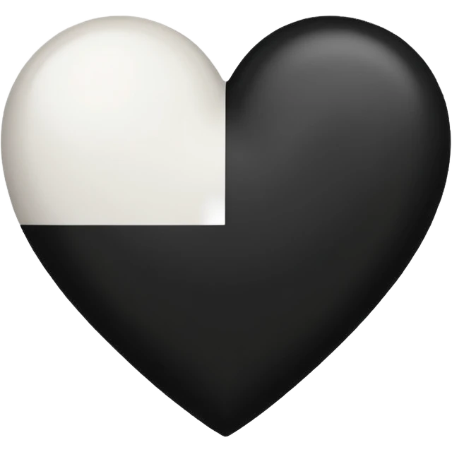 Half white half black heart emoji