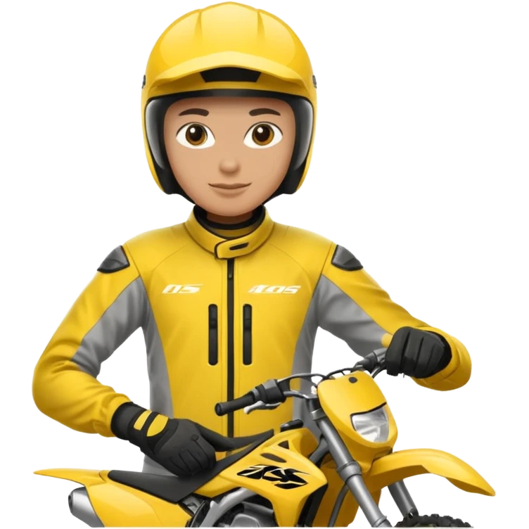 dirtbike rider in yellow gear signing autographs emoji