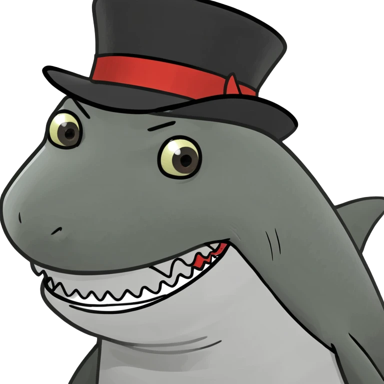 Shark with a top hat emoji