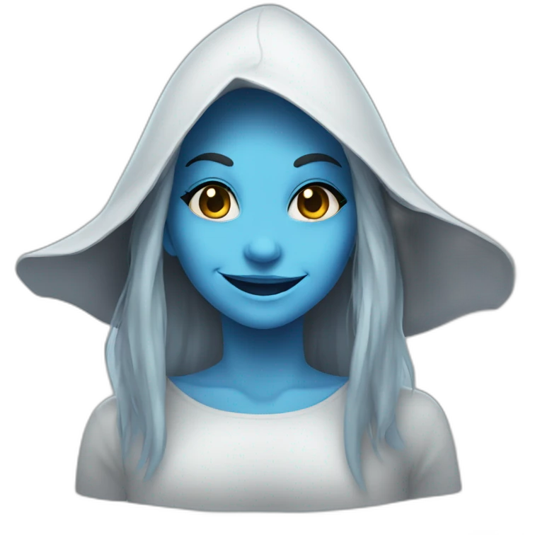 girl face witch smile, blue skin emoji