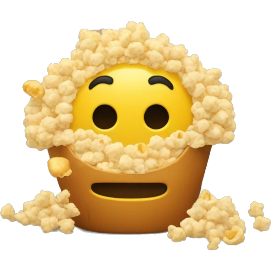 Cabeza redonda amarilla y explotando palomitas por la cabeza emoji