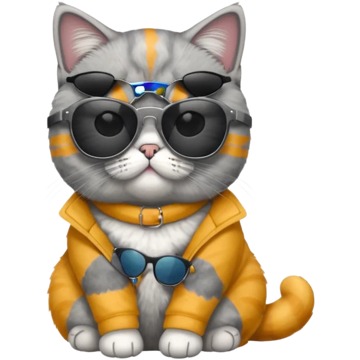 british shorthair cat with sunglasses emoji