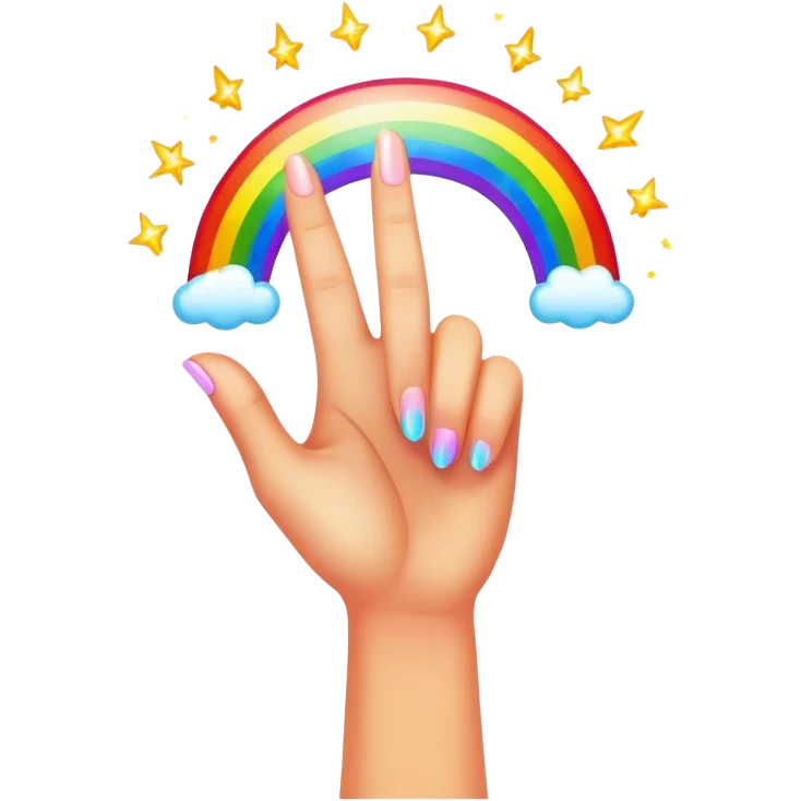 extremely zesty, flamboyant hand gesture with exaggerated pose, rainbow sparkles emoji