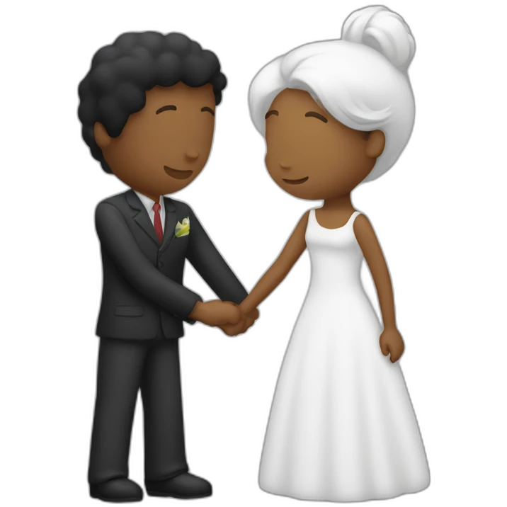 un abrazo de chica negra a hombre blanco calvo emoji