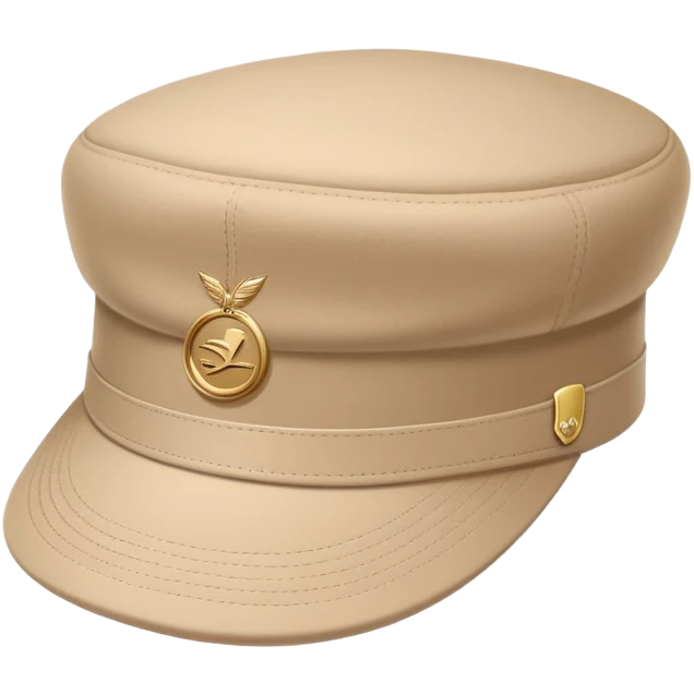 Beige Kangol hat with the Kangol brand logo clearly visible, isolated object, iOS emoji style, light beige color emoji