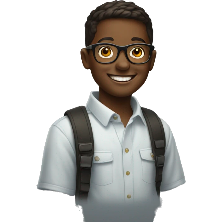 smiling boy in glasses portrait as an emoji emoji