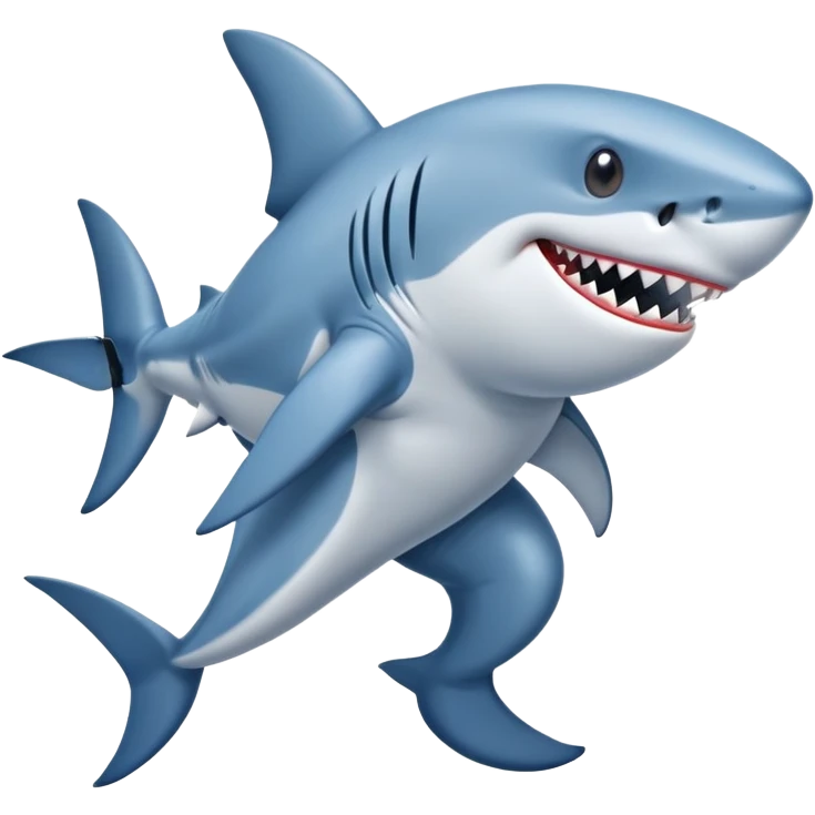 Shark with legs and blue shoes emoji