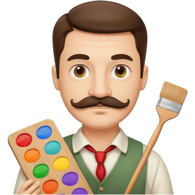 artist with a palette and a moustache emoji