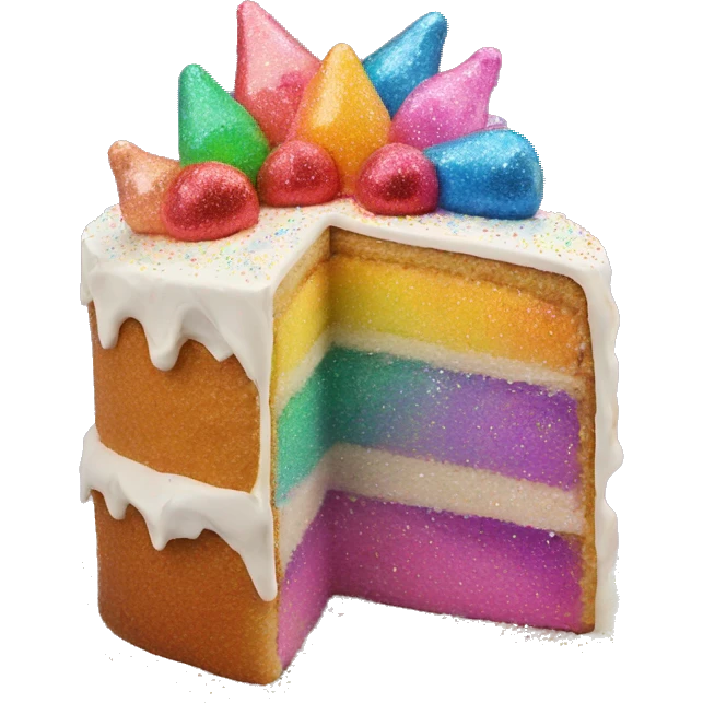 Realistic cake with colorful glitter emoji