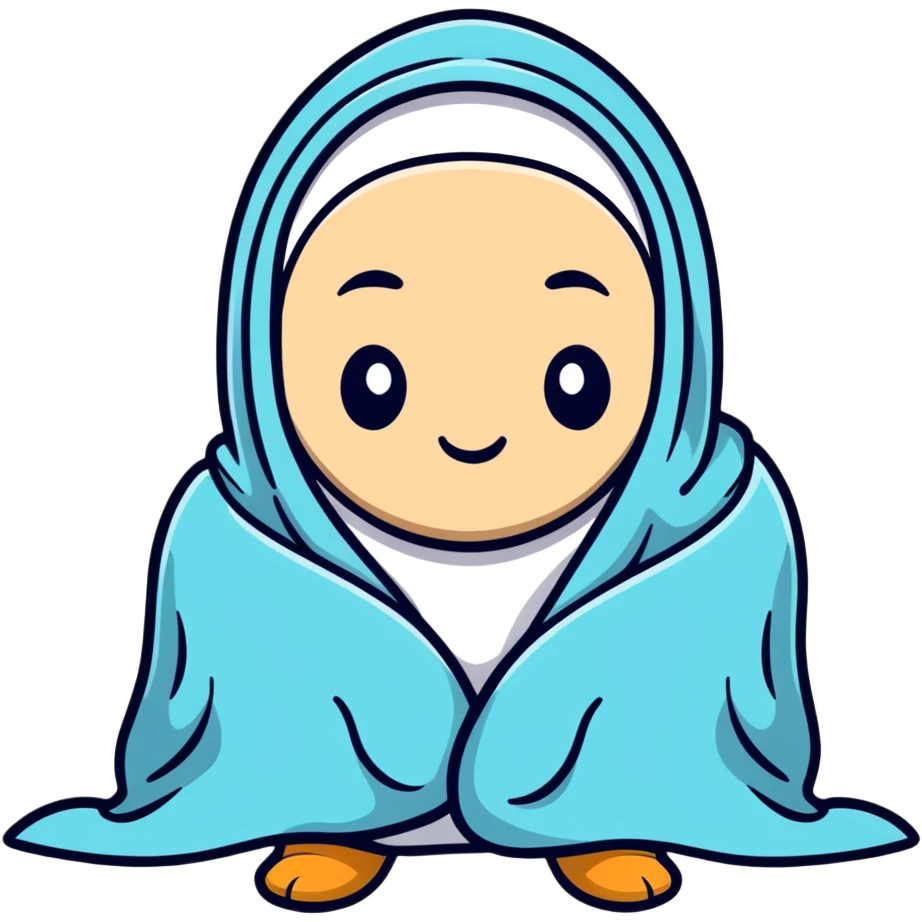 Character wrapped in blanket with visible breath in cold air emoji