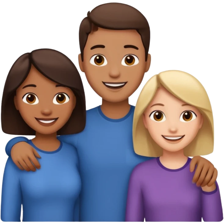 Three friends talking and looking each other emoji