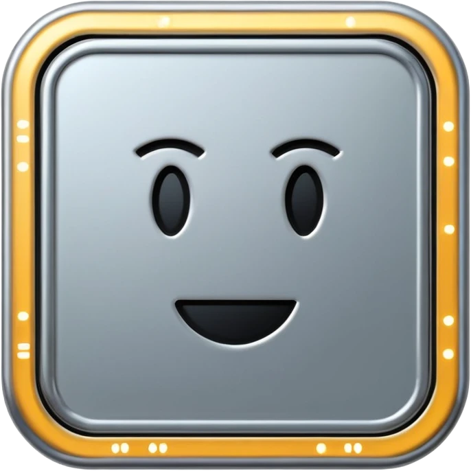 A futuristic microchip emoji made of polished silver chrome, minimal circuit details, smooth metallic surface, soft lighting, iOS emoji style, centered, clean white background emoji